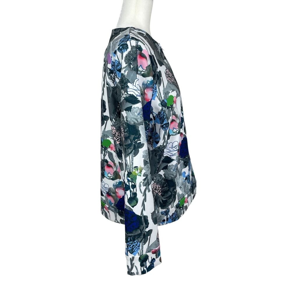 COS Jersey Knit Full Zip Bomber Jacket Floral Multi Women's Sz 14 Modern Career - Picture 7 of 13
